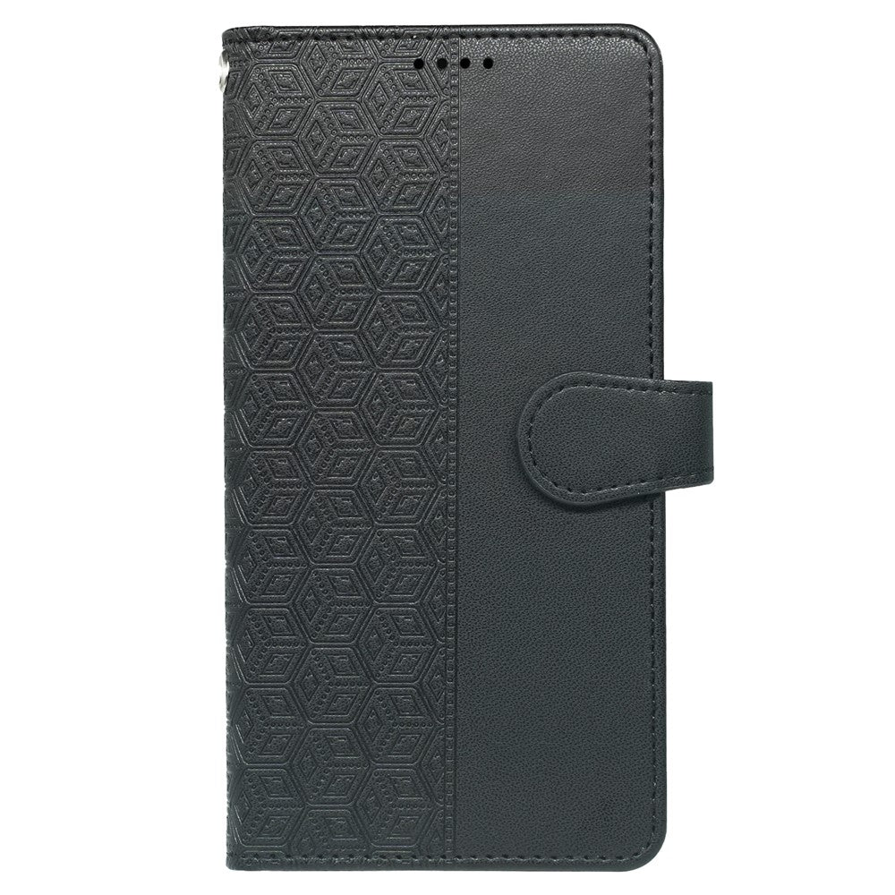For Samsung Galaxy A57 5G Case with 9 Card Slots Checkered Pattern PU Leather Phone Cover - Black