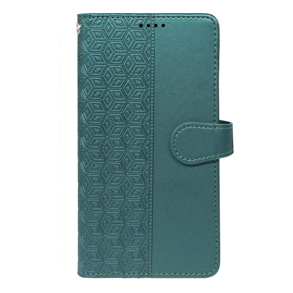 For Samsung Galaxy A57 5G Case with 9 Card Slots Checkered Pattern PU Leather Phone Cover - Green