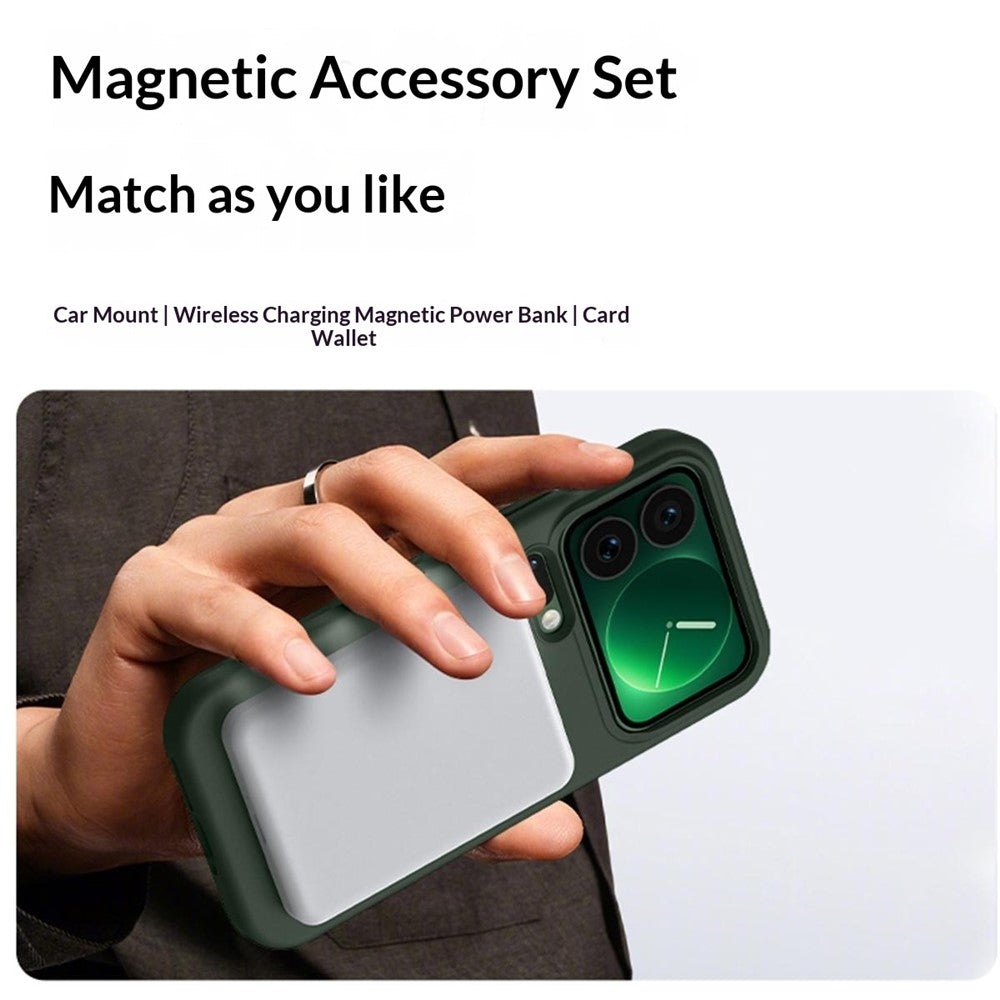 For Xiaomi 17 Pro Max Magnetic Case Skin-friendly Liquid Silicone + PC Phone Cover - Light Green