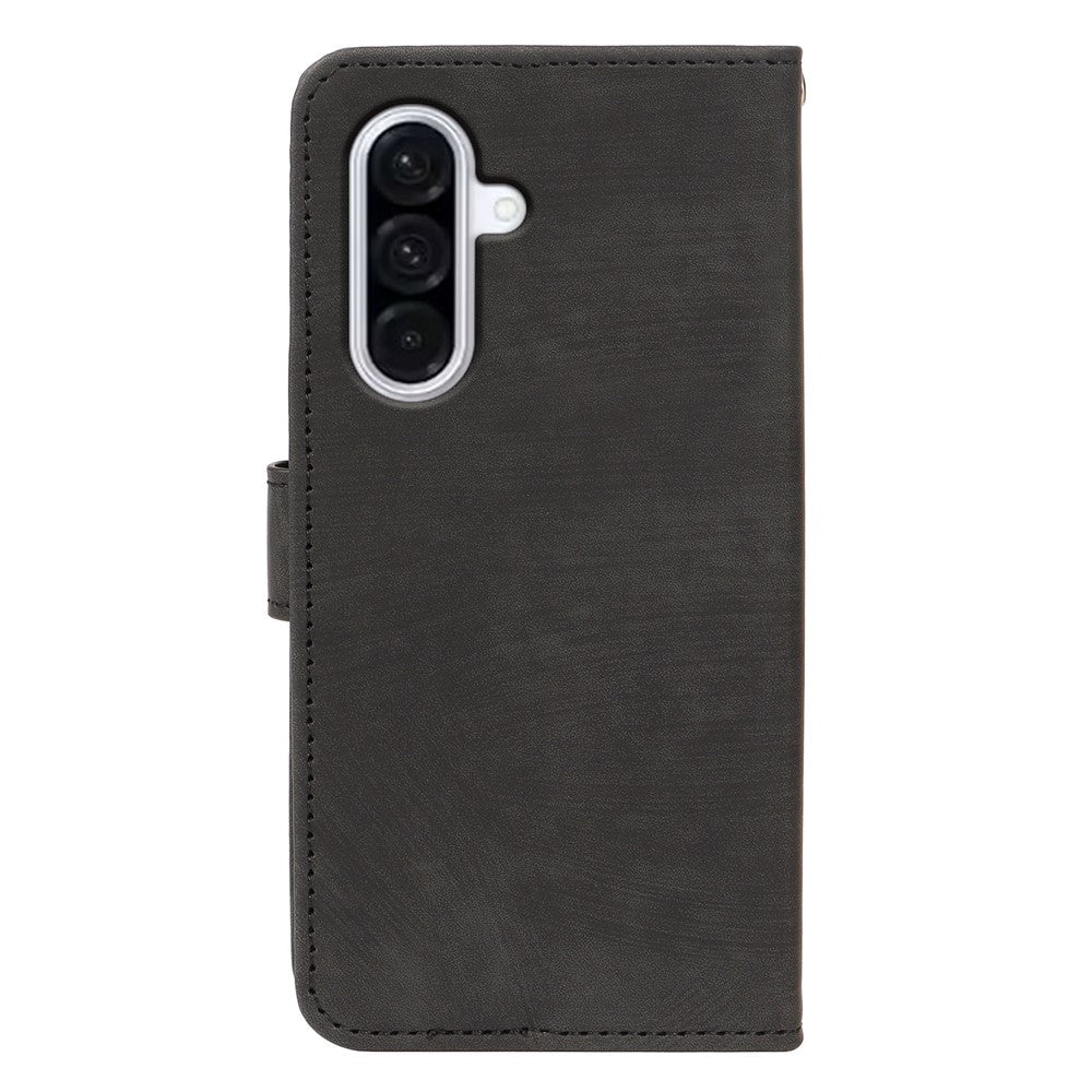 For Samsung Galaxy A57 5G Case Flip Wallet Striped Texture Leather Phone Cover - Black