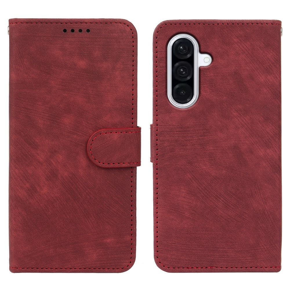 For Samsung Galaxy A57 5G Case Flip Wallet Striped Texture Leather Phone Cover - Red