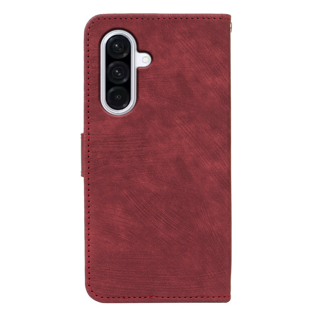 For Samsung Galaxy A57 5G Case Flip Wallet Striped Texture Leather Phone Cover - Red