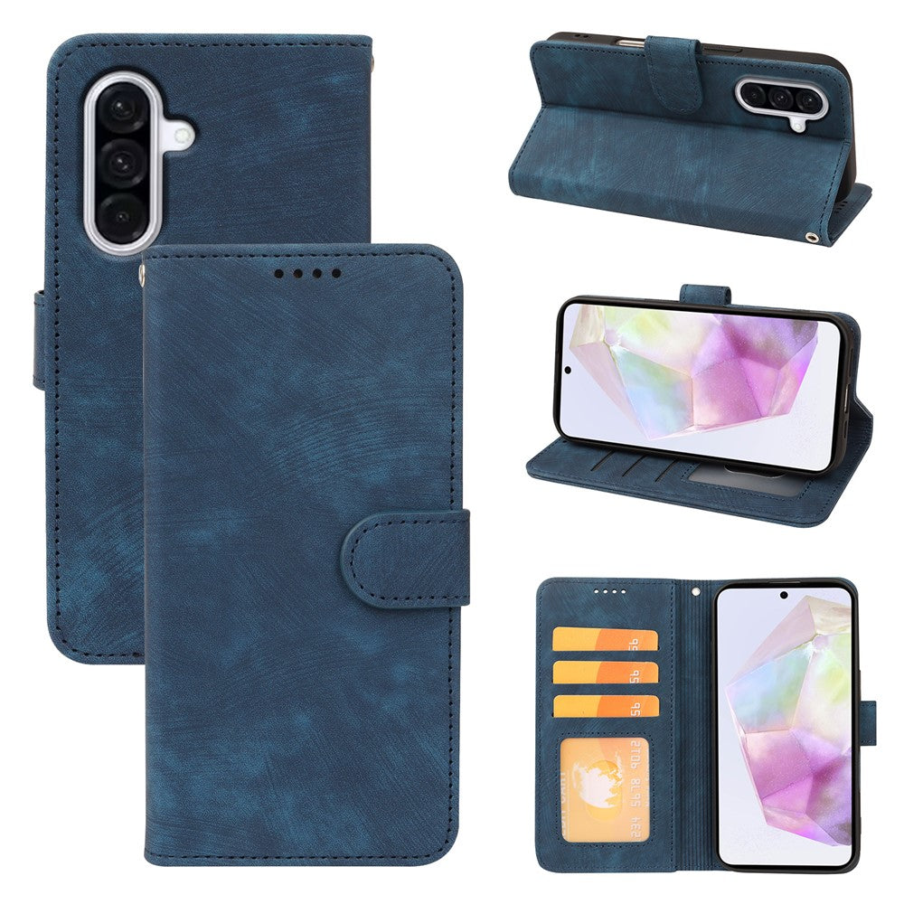 For Samsung Galaxy A57 5G Case Flip Wallet Striped Texture Leather Phone Cover - Blue