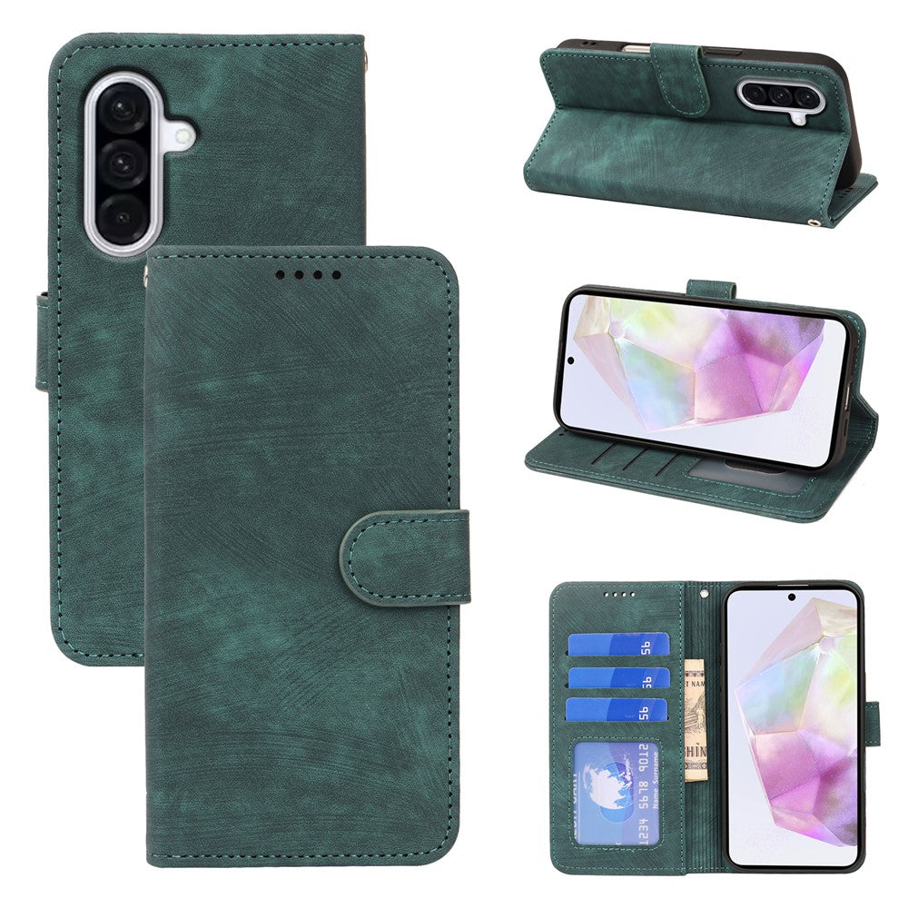 For Samsung Galaxy A57 5G Case Flip Wallet Striped Texture Leather Phone Cover - Green