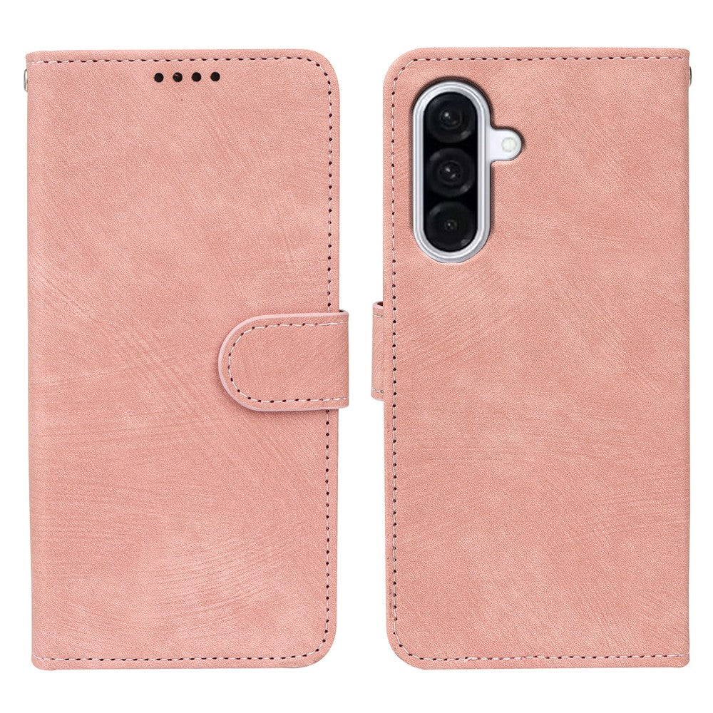 For Samsung Galaxy A57 5G Case Flip Wallet Striped Texture Leather Phone Cover - Rose Gold