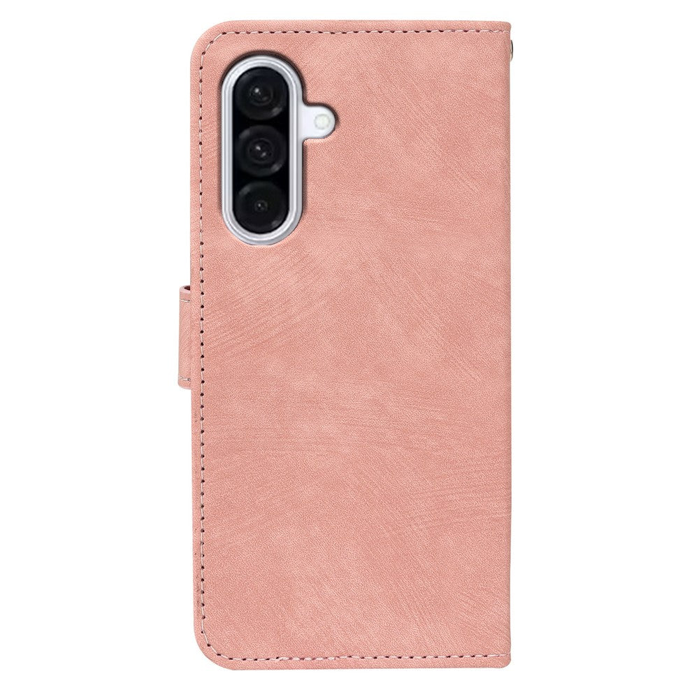 For Samsung Galaxy A57 5G Case Flip Wallet Striped Texture Leather Phone Cover - Rose Gold