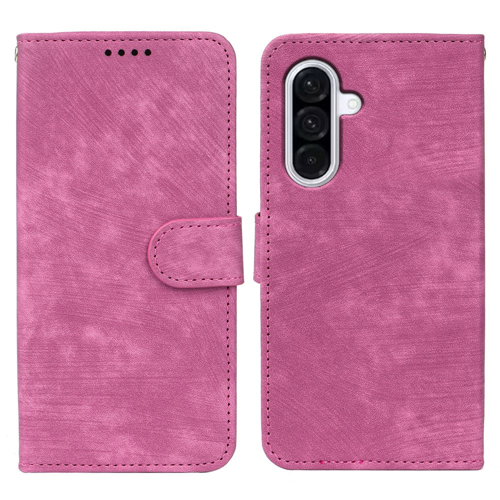 For Samsung Galaxy A57 5G Case Flip Wallet Striped Texture Leather Phone Cover - Rose