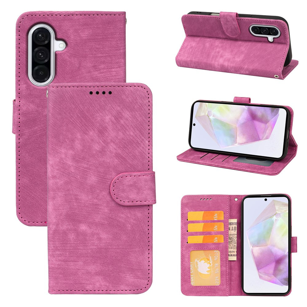 For Samsung Galaxy A57 5G Case Flip Wallet Striped Texture Leather Phone Cover - Rose