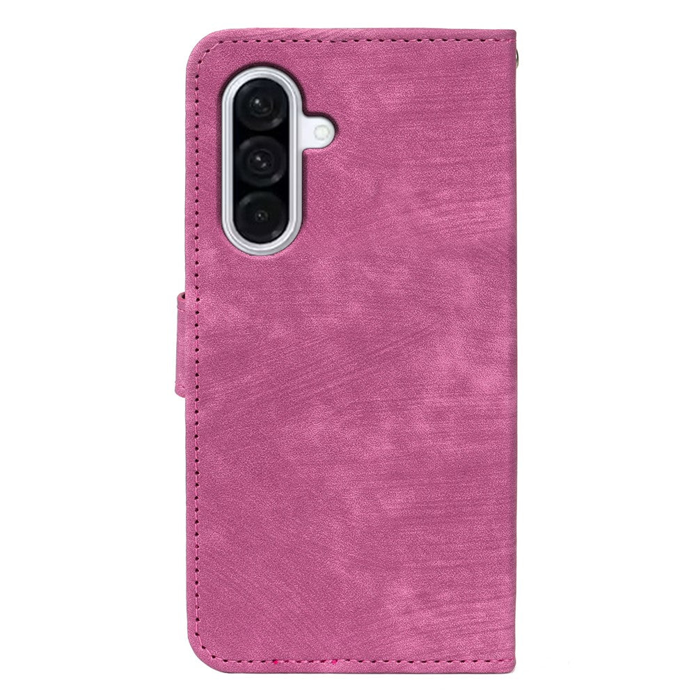 For Samsung Galaxy A57 5G Case Flip Wallet Striped Texture Leather Phone Cover - Rose