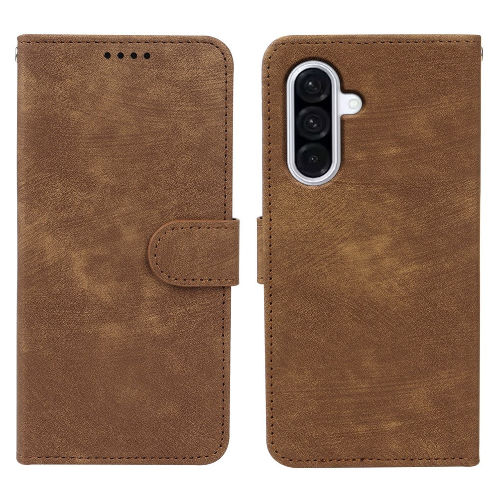 For Samsung Galaxy A57 5G Case Flip Wallet Striped Texture Leather Phone Cover - Brown