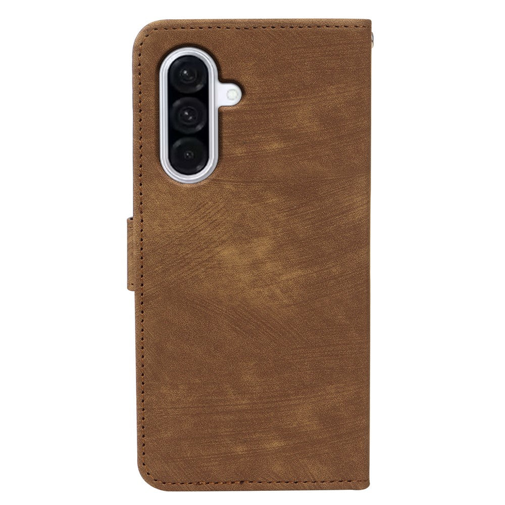 For Samsung Galaxy A57 5G Case Flip Wallet Striped Texture Leather Phone Cover - Brown