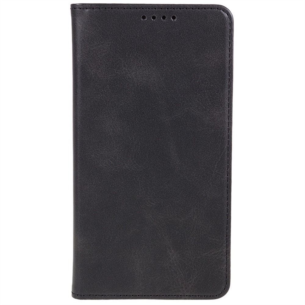For Samsung Galaxy A57 5G Case Strong Magnetic PU Leather Phone Cover Calf Texture - Black