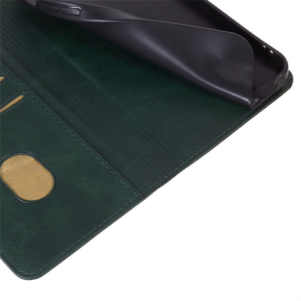 For Samsung Galaxy A57 5G Case Strong Magnetic PU Leather Phone Cover Calf Texture - Green
