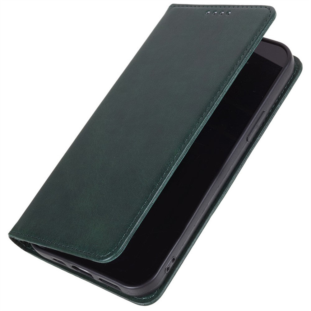 For Samsung Galaxy A57 5G Case Strong Magnetic PU Leather Phone Cover Calf Texture - Green