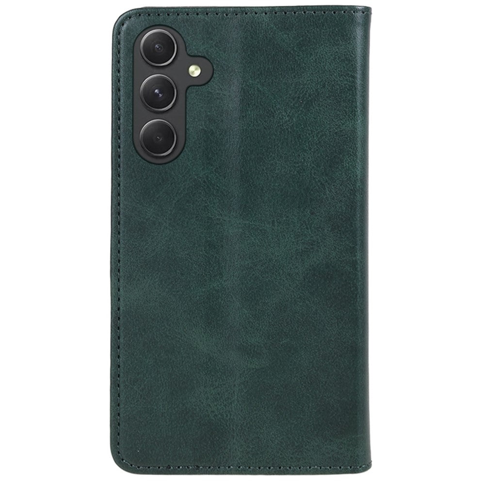 For Samsung Galaxy A57 5G Case Strong Magnetic PU Leather Phone Cover Calf Texture - Green