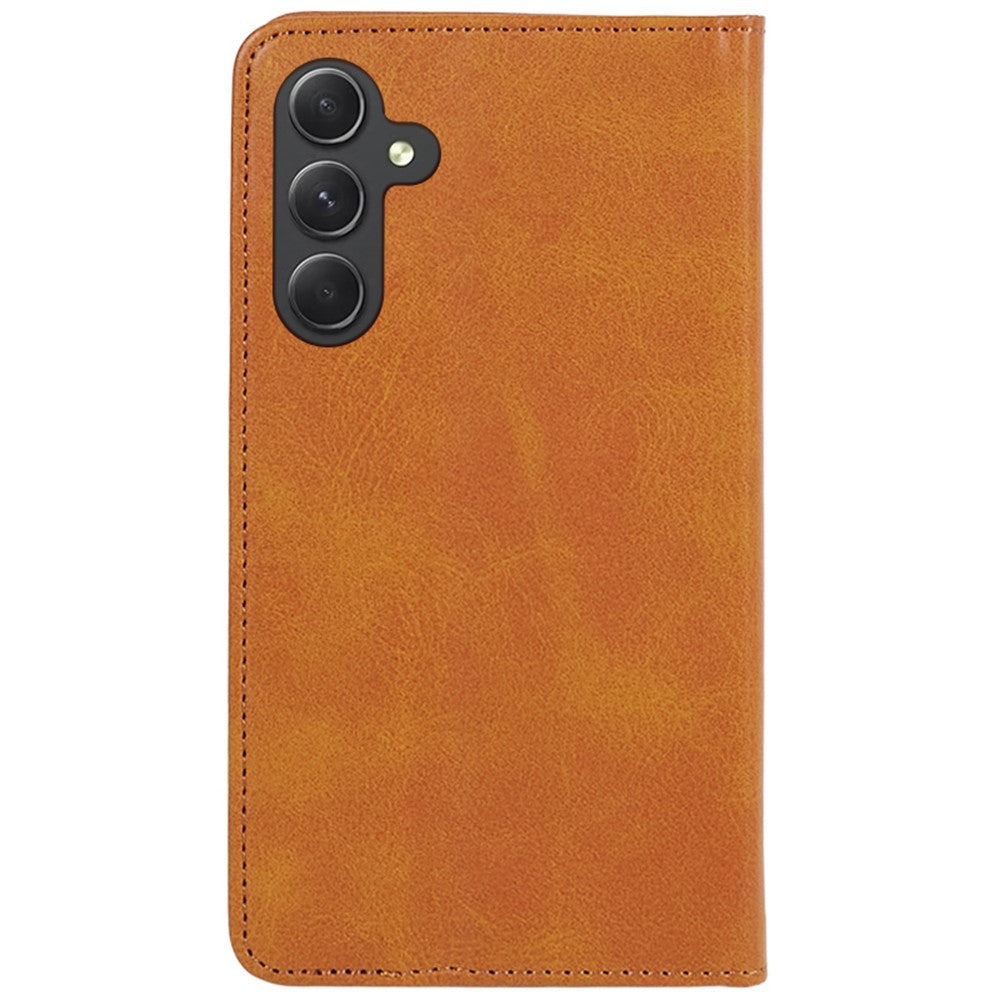For Samsung Galaxy A57 5G Case Strong Magnetic PU Leather Phone Cover Calf Texture - Khaki