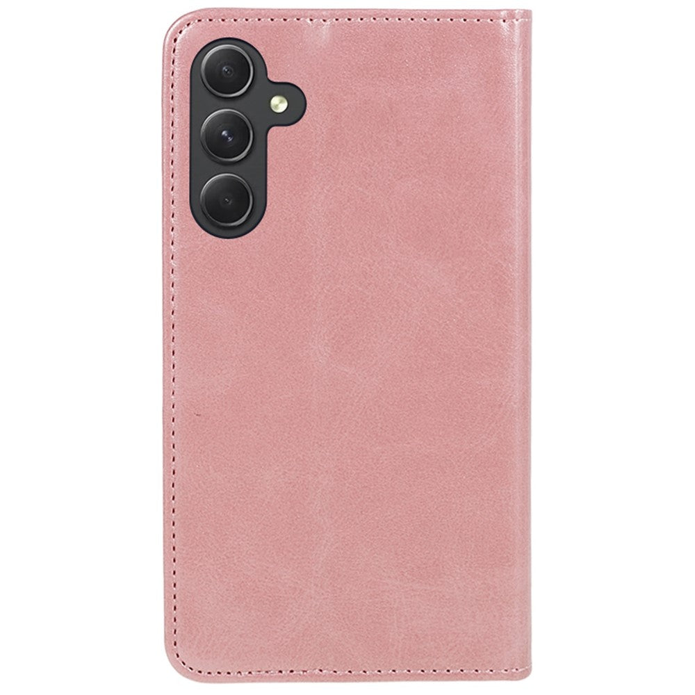 For Samsung Galaxy A57 5G Case Strong Magnetic PU Leather Phone Cover Calf Texture - Rose Gold