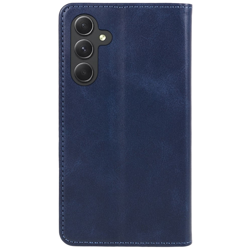 For Samsung Galaxy A57 5G Case Strong Magnetic PU Leather Phone Cover Calf Texture - Blue