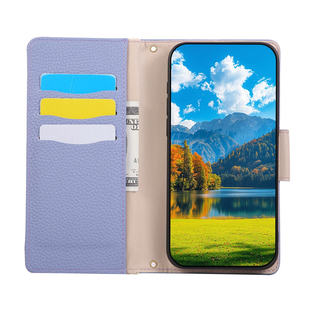 For Xiaomi 17 Pro Max Case Zipper Wallet Color Splicing TPU PU Leather Flip Phone Cover with Strap - Purple