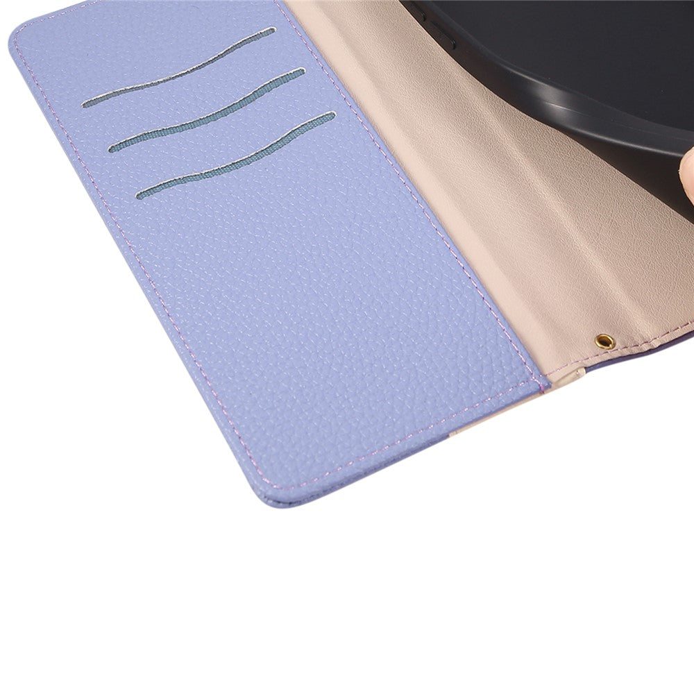 For Xiaomi 17 Pro Max Case Zipper Wallet Color Splicing TPU PU Leather Flip Phone Cover with Strap - Purple