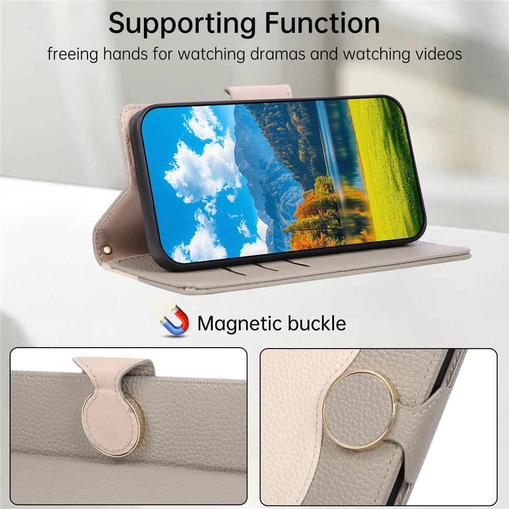 For Xiaomi 17 Pro Max Case Zipper Wallet Color Splicing TPU PU Leather Flip Phone Cover with Strap - Grey