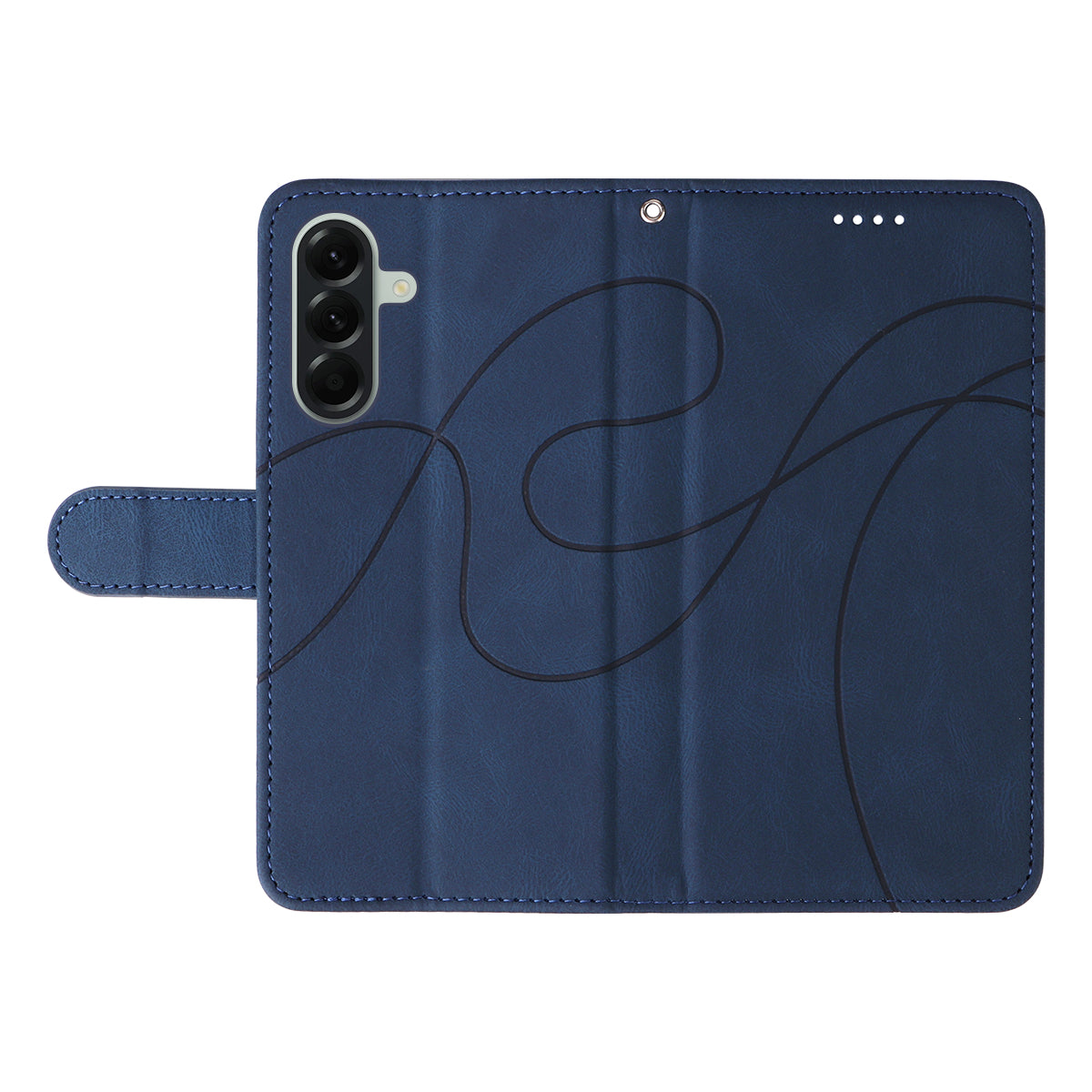 For Samsung Galaxy A57 5G Wallet Case Leather Phone Cover Stand with Curved Line Design - Blue