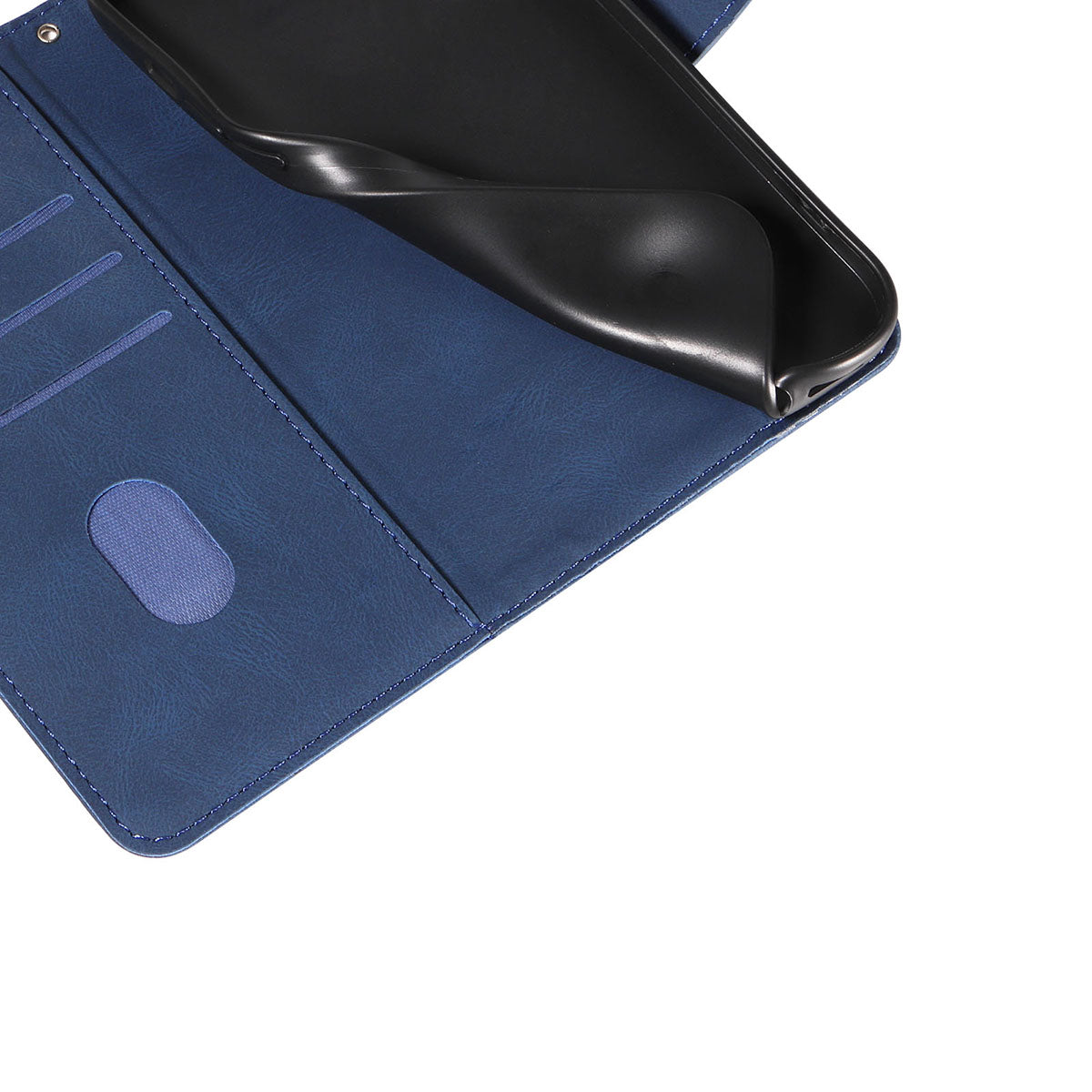 For Samsung Galaxy A57 5G Wallet Case Leather Phone Cover Stand with Curved Line Design - Blue