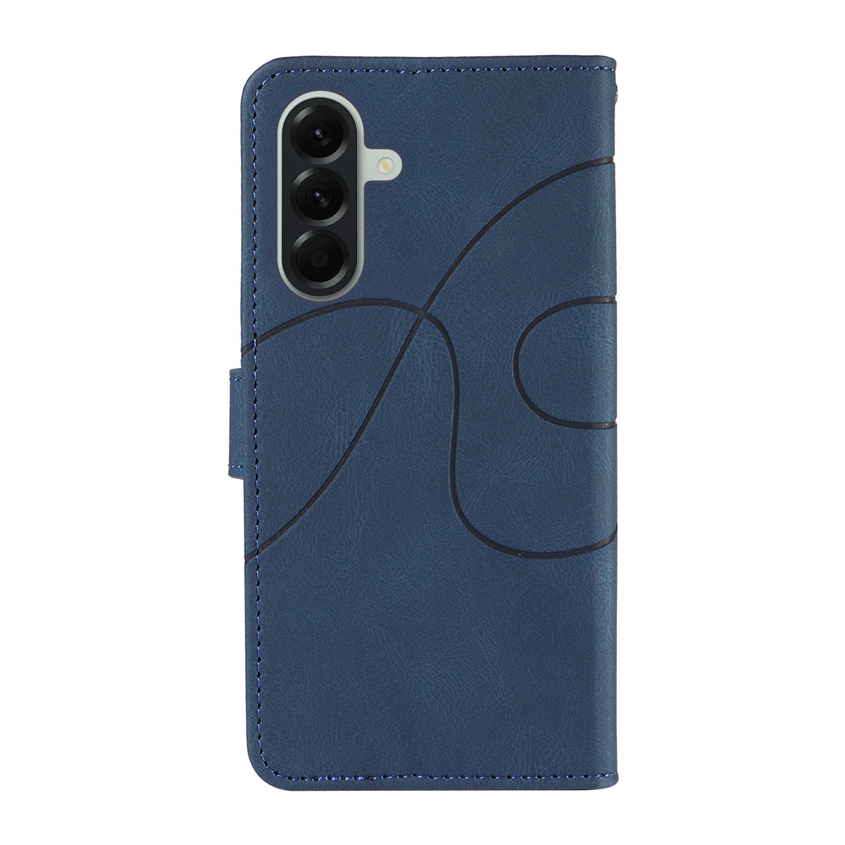 For Samsung Galaxy A57 5G Wallet Case Leather Phone Cover Stand with Curved Line Design - Blue