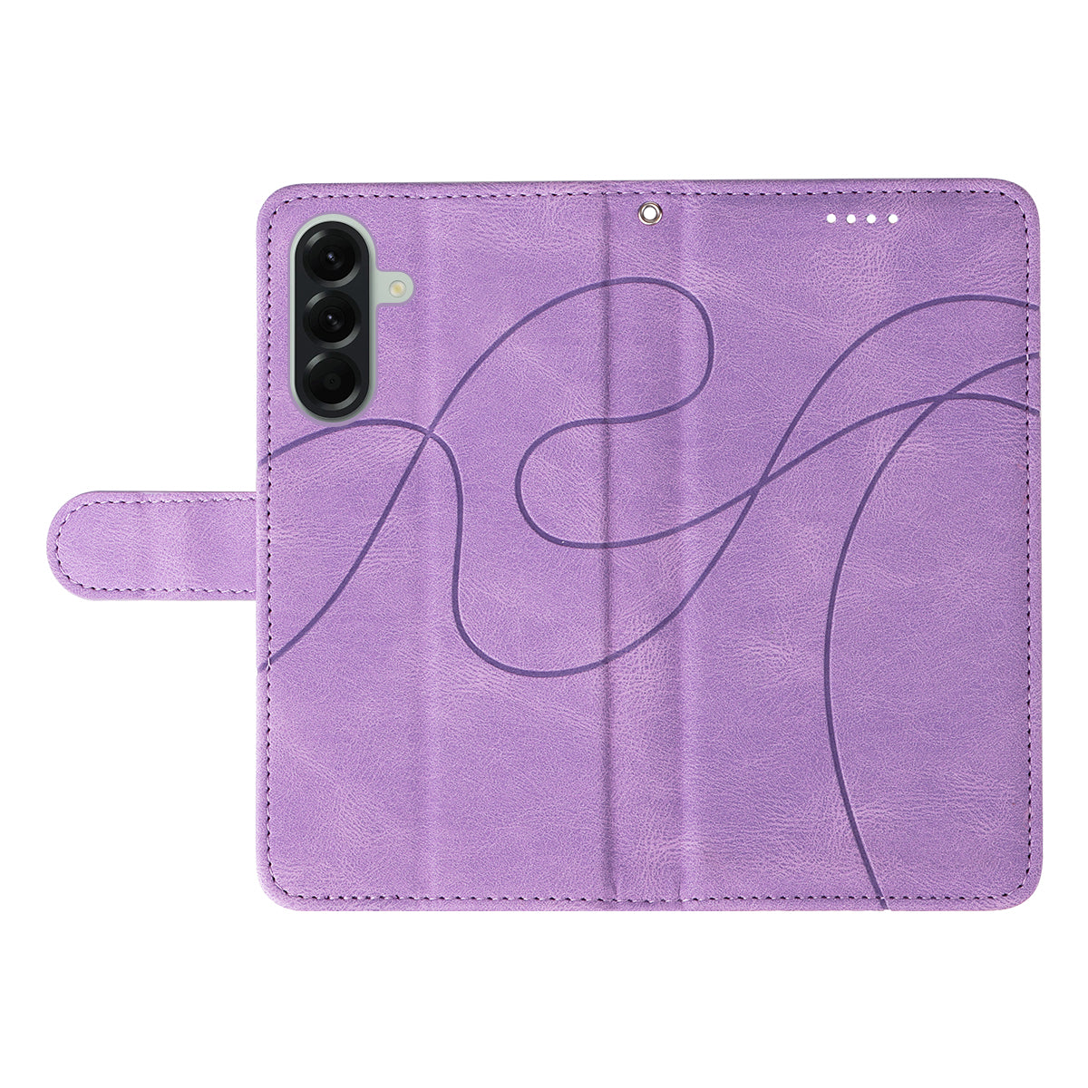 For Samsung Galaxy A57 5G Wallet Case Leather Phone Cover Stand with Curved Line Design -  Light Purple