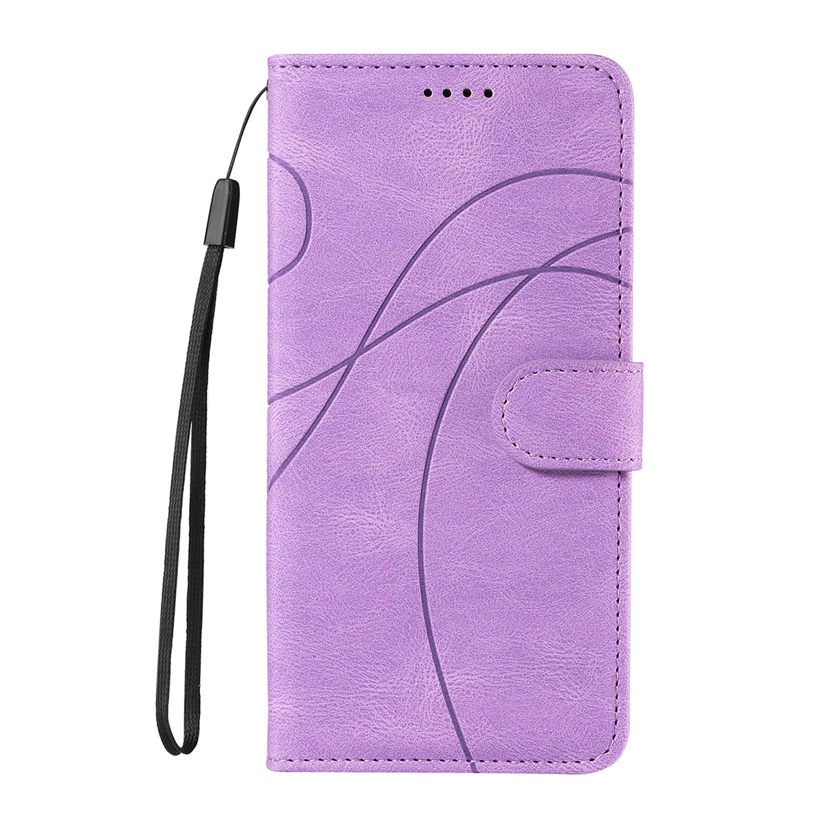 For Samsung Galaxy A57 5G Wallet Case Leather Phone Cover Stand with Curved Line Design -  Light Purple