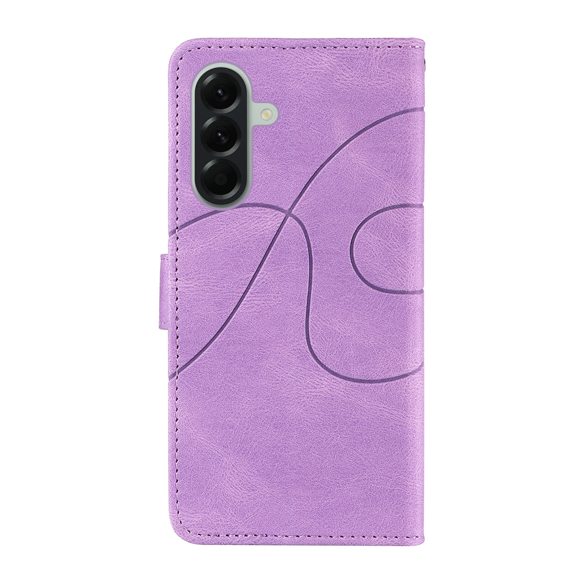 For Samsung Galaxy A57 5G Wallet Case Leather Phone Cover Stand with Curved Line Design -  Light Purple