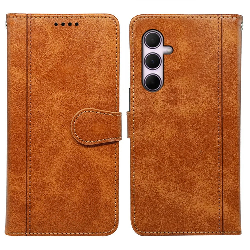 For Samsung Galaxy A57 5G Case Calf Texture Leather Stand Book Style Phone Cover - Yellow