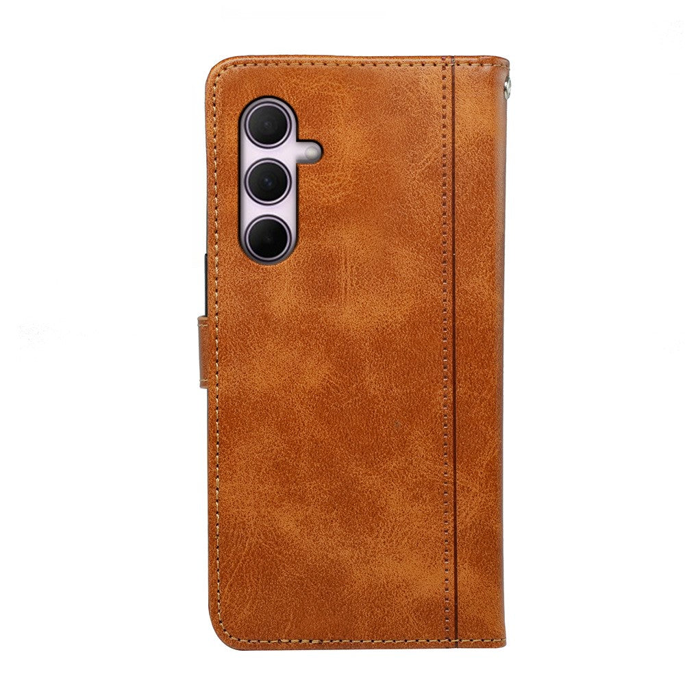 For Samsung Galaxy A57 5G Case Calf Texture Leather Stand Book Style Phone Cover - Yellow