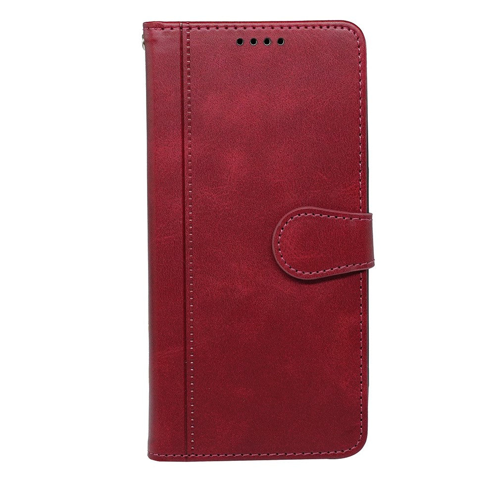 For Samsung Galaxy A57 5G Case Calf Texture Leather Stand Book Style Phone Cover - Red
