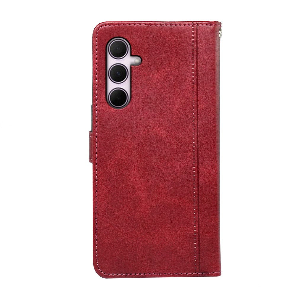 For Samsung Galaxy A57 5G Case Calf Texture Leather Stand Book Style Phone Cover - Red