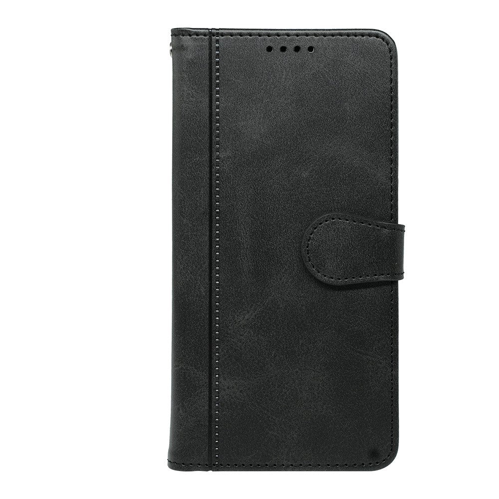For Samsung Galaxy A57 5G Case Calf Texture Leather Stand Book Style Phone Cover - Black