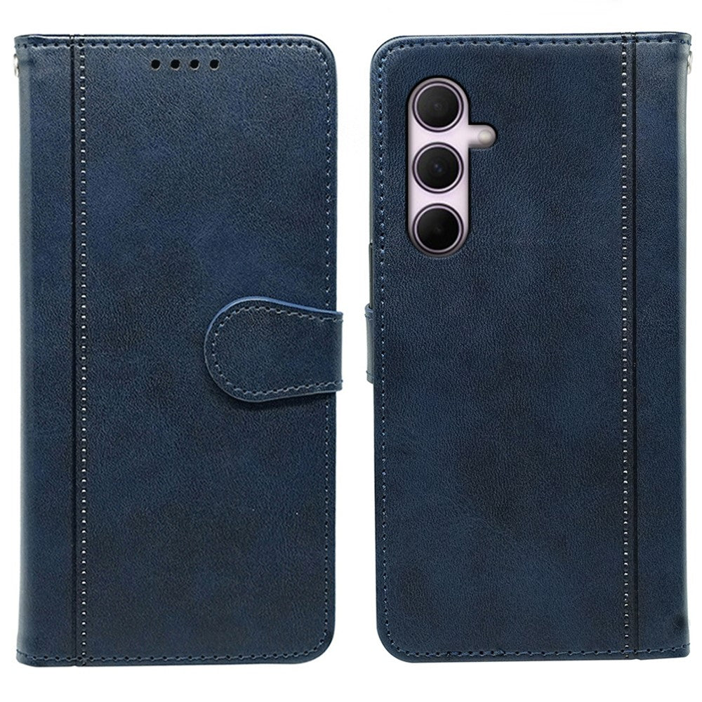 For Samsung Galaxy A57 5G Case Calf Texture Leather Stand Book Style Phone Cover - Blue