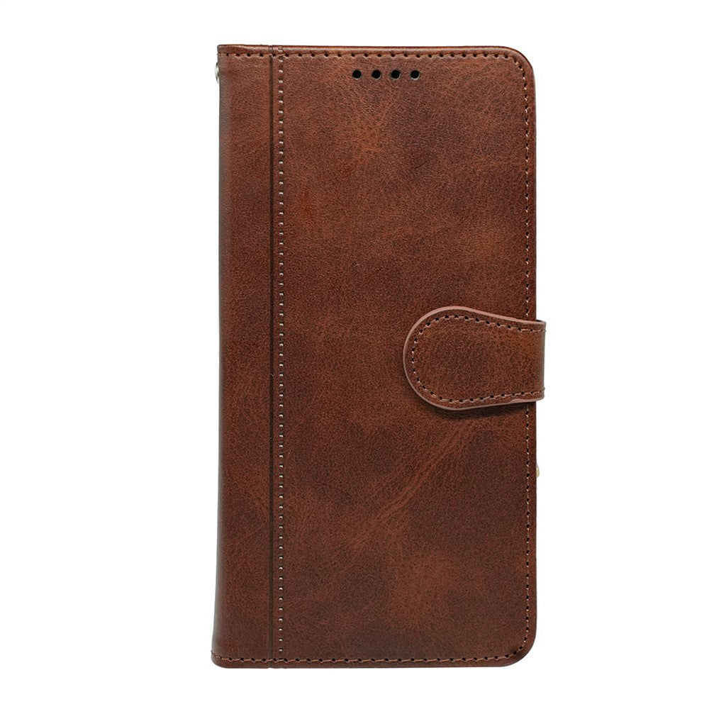 For Samsung Galaxy A57 5G Case Calf Texture Leather Stand Book Style Phone Cover - Brown