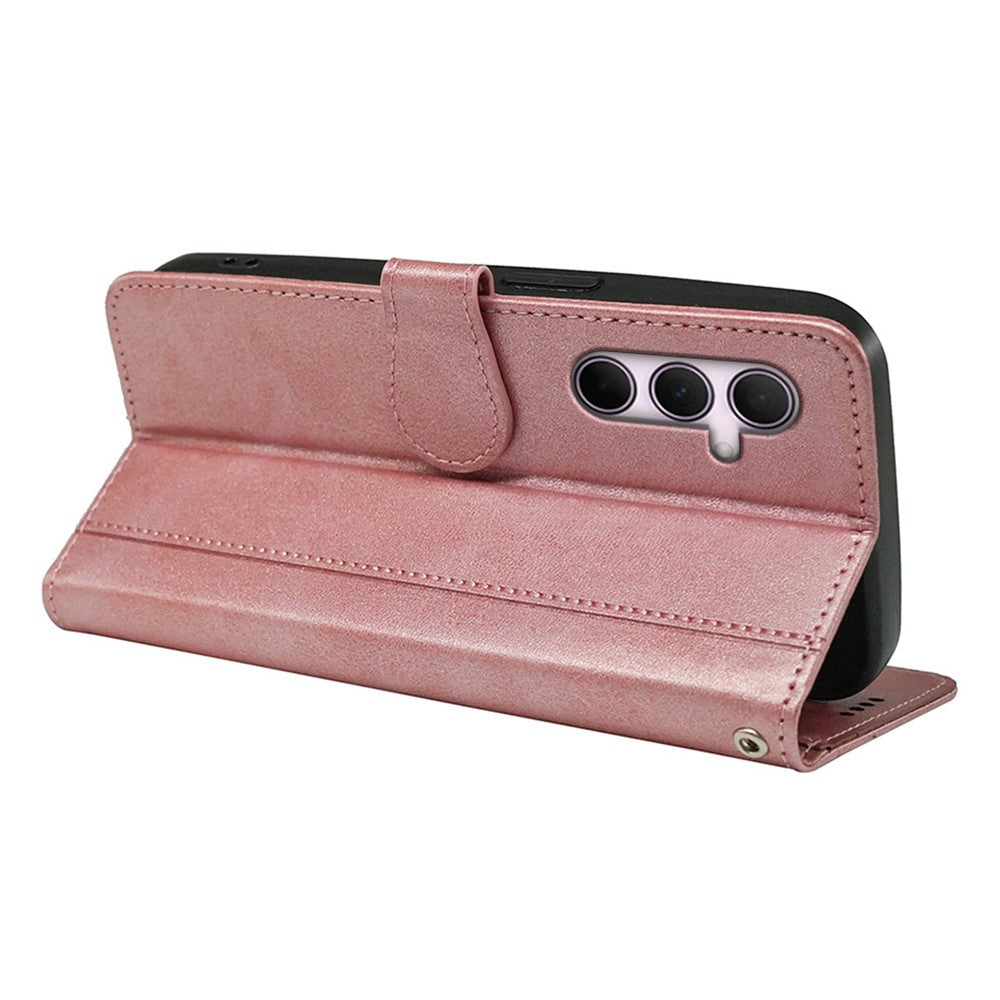 For Samsung Galaxy A57 5G Case Calf Texture Leather Stand Book Style Phone Cover - Rose Gold