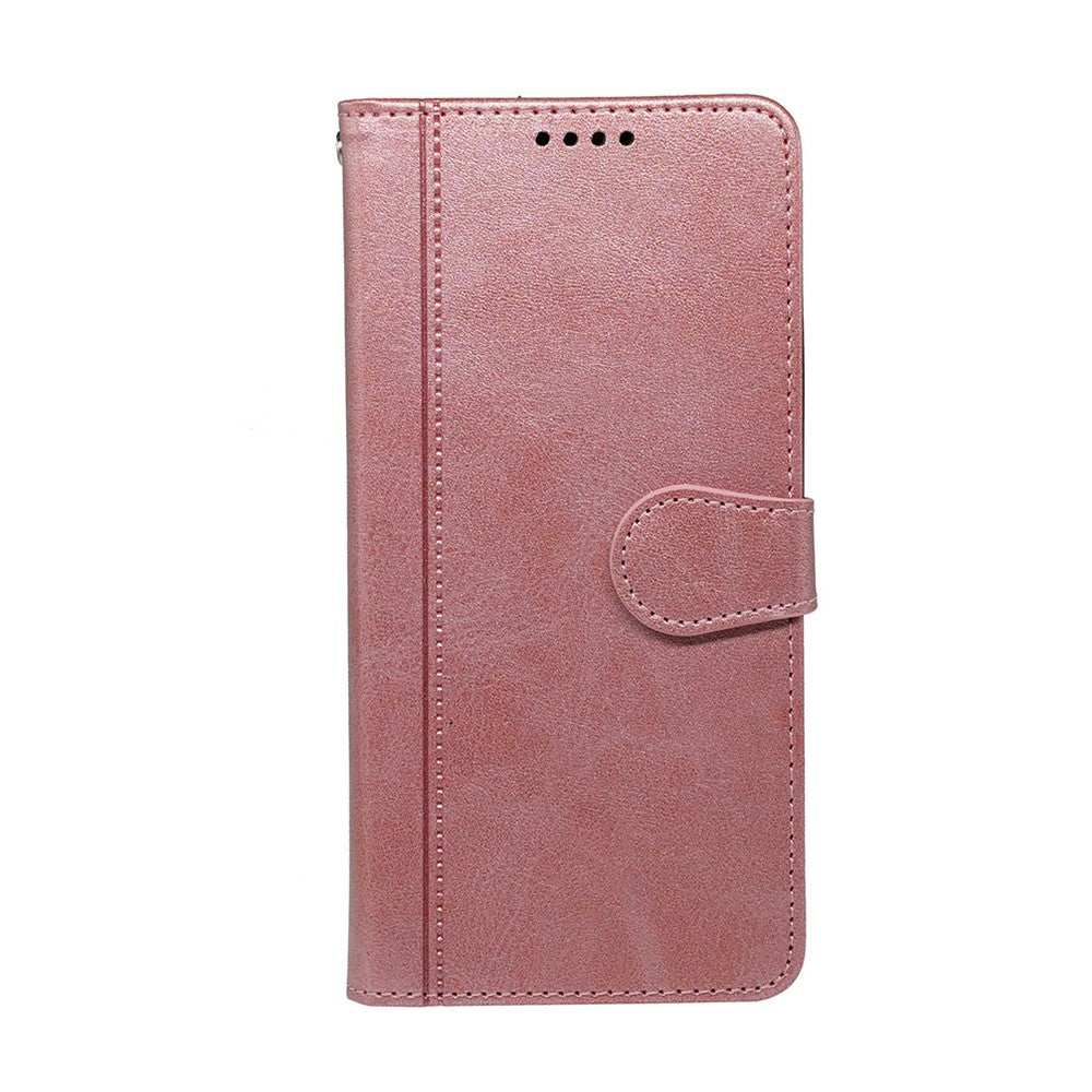 For Samsung Galaxy A57 5G Case Calf Texture Leather Stand Book Style Phone Cover - Rose Gold