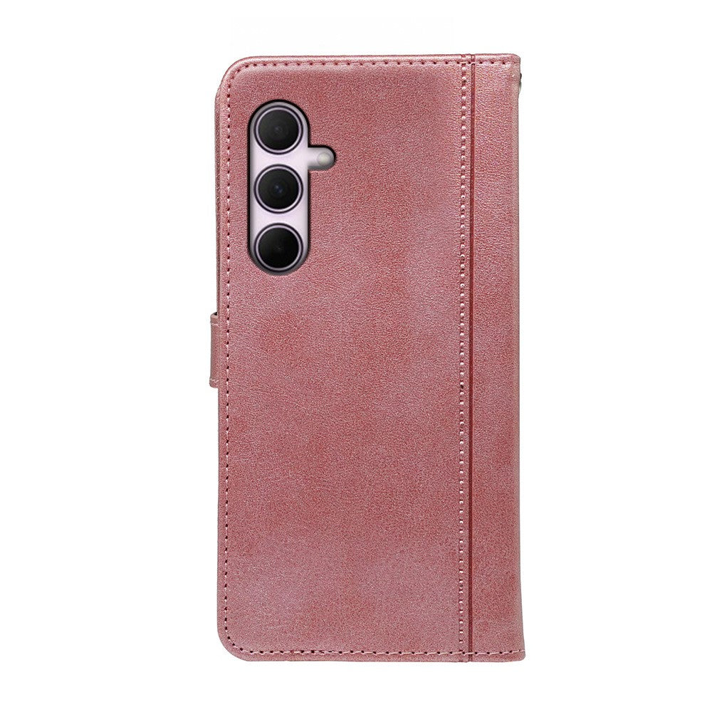 For Samsung Galaxy A57 5G Case Calf Texture Leather Stand Book Style Phone Cover - Rose Gold