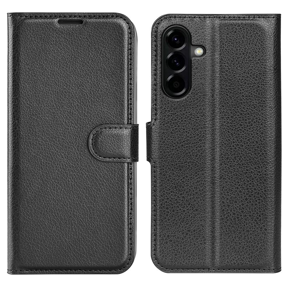 For Samsung Galaxy A57 5G Case Wallet Stand Litchi Texture Shockproof Leather Phone Cover - Black