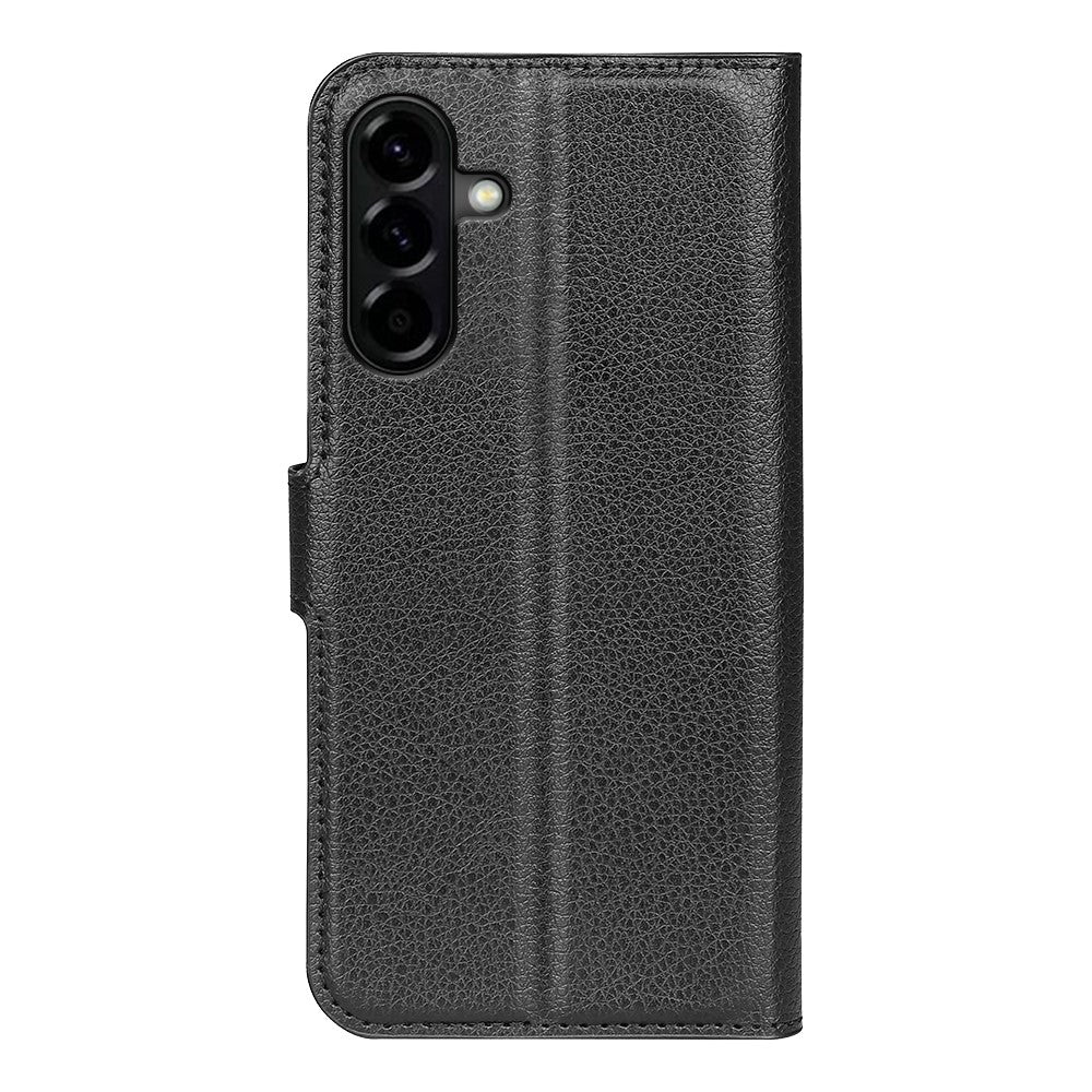 For Samsung Galaxy A57 5G Case Wallet Stand Litchi Texture Shockproof Leather Phone Cover - Black
