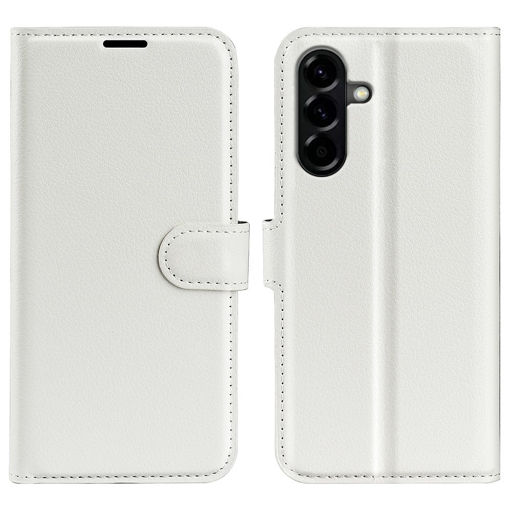 For Samsung Galaxy A57 5G Case Wallet Stand Litchi Texture Shockproof Leather Phone Cover - White