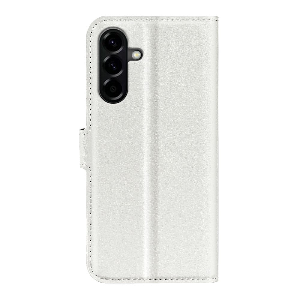 For Samsung Galaxy A57 5G Case Wallet Stand Litchi Texture Shockproof Leather Phone Cover - White