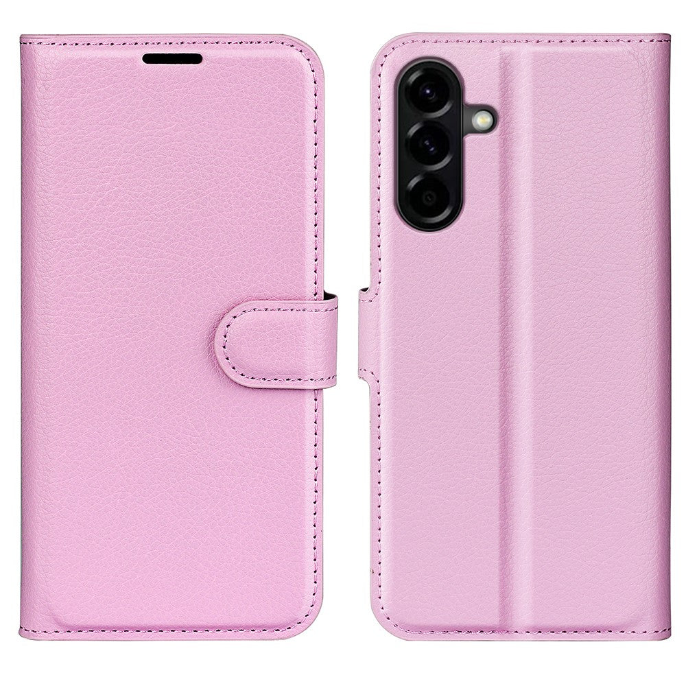For Samsung Galaxy A57 5G Case Wallet Stand Litchi Texture Shockproof Leather Phone Cover - Pink