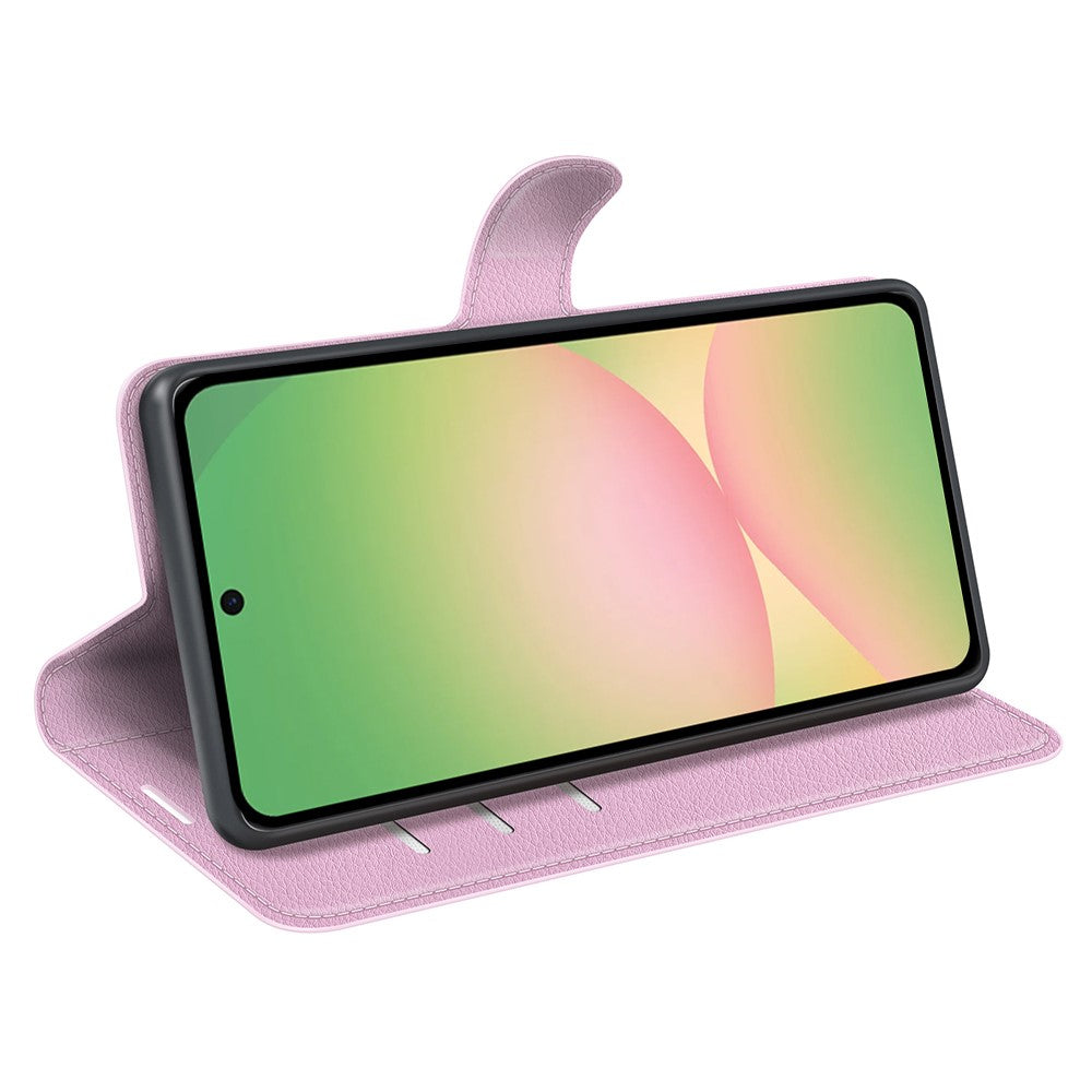 For Samsung Galaxy A57 5G Case Wallet Stand Litchi Texture Shockproof Leather Phone Cover - Pink