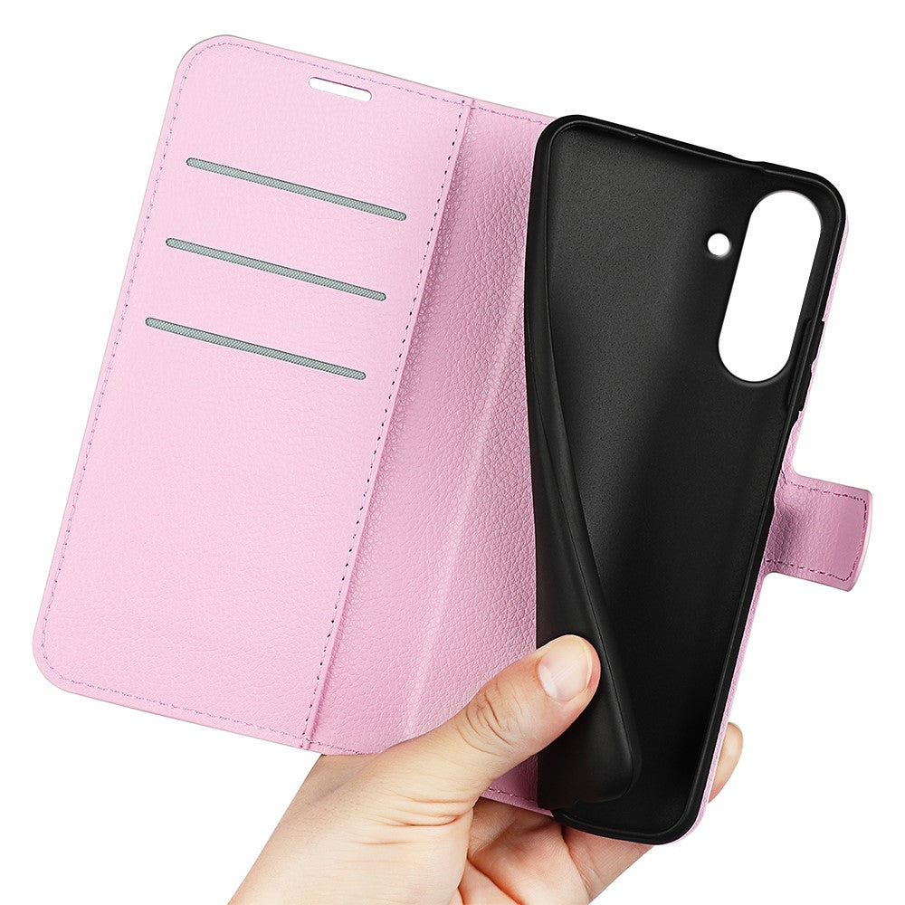 For Samsung Galaxy A57 5G Case Wallet Stand Litchi Texture Shockproof Leather Phone Cover - Pink