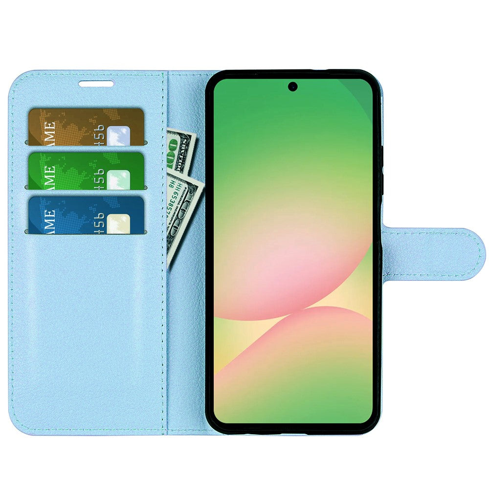 For Samsung Galaxy A57 5G Case Wallet Stand Litchi Texture Shockproof Leather Phone Cover - Blue
