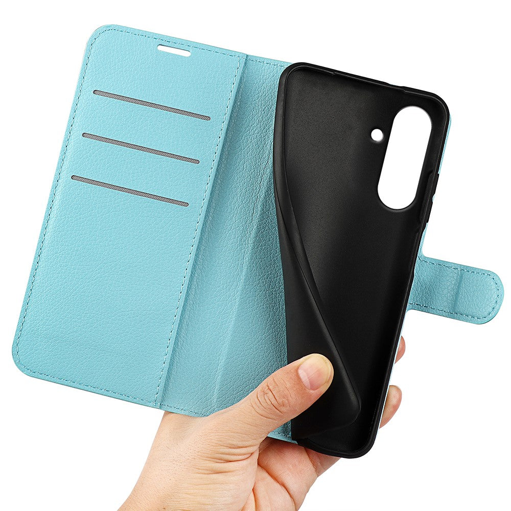 For Samsung Galaxy A57 5G Case Wallet Stand Litchi Texture Shockproof Leather Phone Cover - Blue